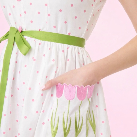 Unique Vintage Smak Parlour Pink Pin Dot Tulip Sleeveless Swing Dress, 1x, NWT! - Picture 8 of 16